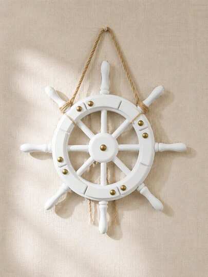 Nautical Ship Wheel Wall Decor, Coastal Style Baby Nursery Wall Hanging, Home Room Beach Theme Decoration