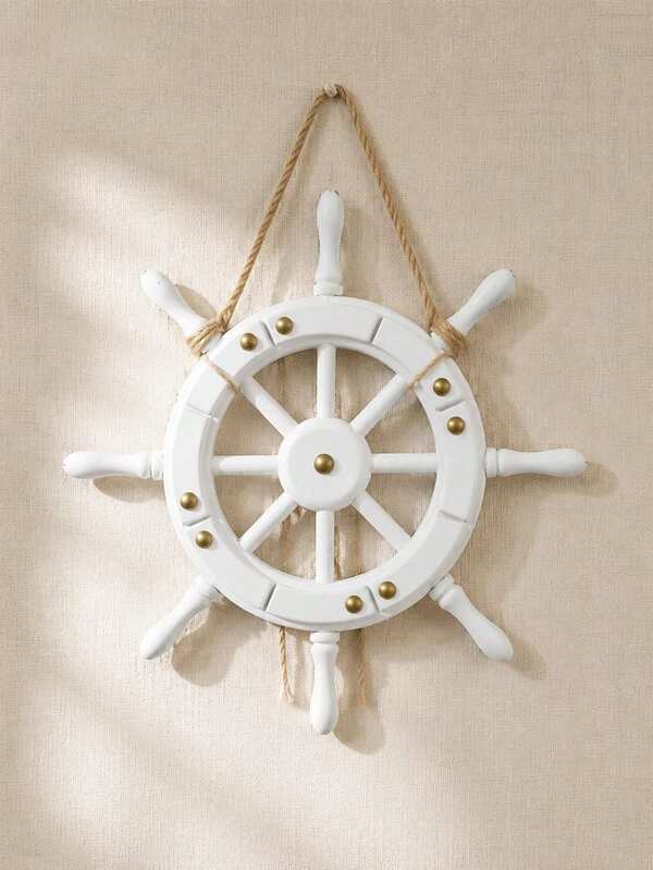 Nautical Ship Wheel Wall Decor, Coastal Style Baby Nursery Wall Hanging, Home Room Beach Theme Decoration