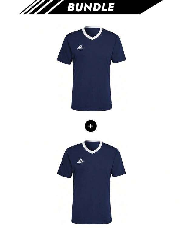 Adidas [Bundle] Entrada 22 Entrada 22 Men's T-Shirts Navy Blue X 2