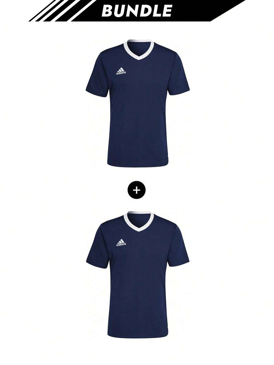 Adidas [حزمة] قمصان رجالية Entrada 22 باللون الأزرق الداكن X 2 - الأزرق - مشاهدة 1