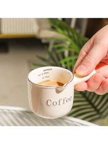 1/2pcs 90ML Espresso Cup With Handle, V-Shaped Ceramic Espresso Cup, Coffee Measuring Cup And Milk Pitcher, Suitable For Espresso Making And Milk Frothing, Ideal Choice For Espresso Lovers - Multicolor - View 3