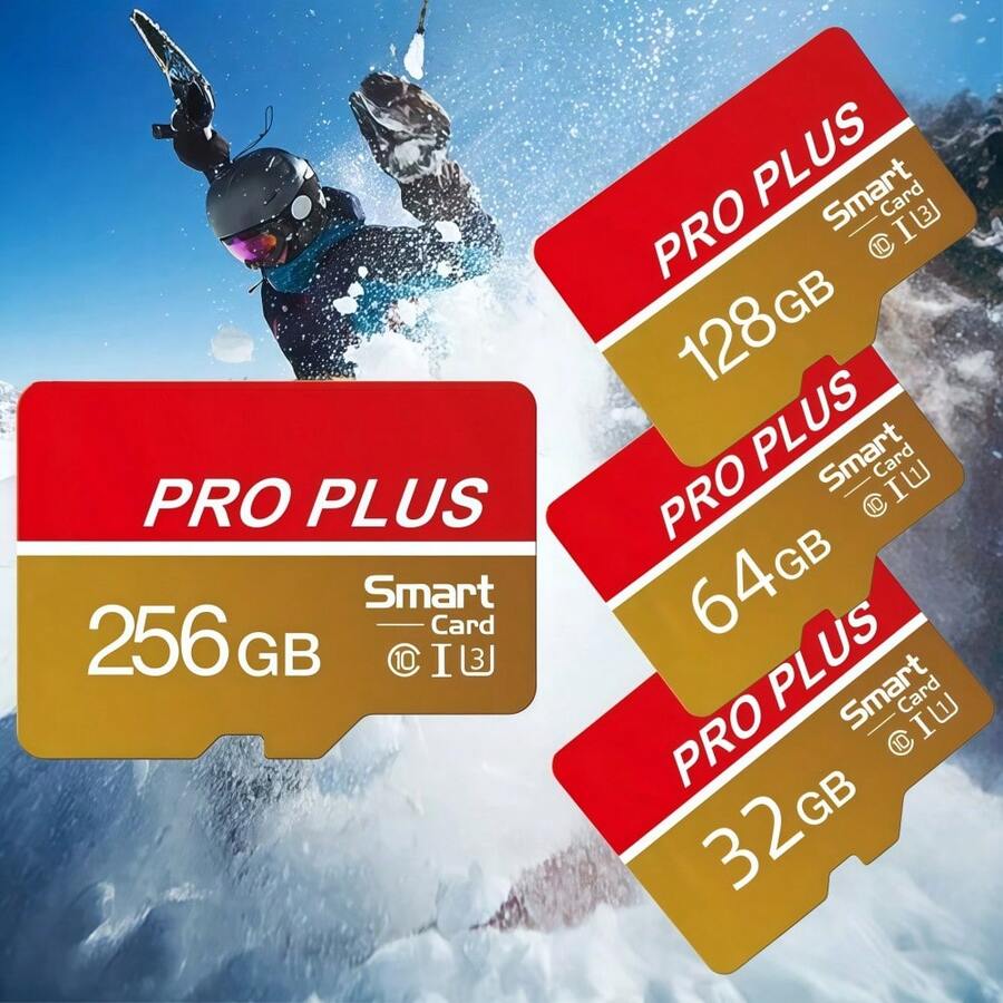 全新高速 Class 10 SD/TF 記憶卡,多種容量可選,紅金配色,快閃記憶卡 32GB/64GB/128GB/256GB 適用於手機、相機、平板電腦、汽車音響和監控設備的安全儲存卡 - 紅金 - 查看 1