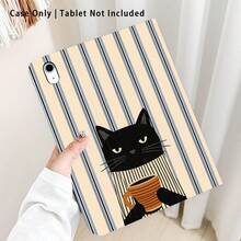 Striped, Cat And Other Pattern Painted Effect Tablet Protective Case, Built-In Pen Slot, With Stand, Suitable For Honor 8/9/10/X8/X8A/X9/X8Pro/X9Pro And Other Models/ MatePad Se 11 Inch/MatePad 11 Inch/11.5 Inch, MatePad Pro/, Apple 10th/11th Gen 2025 (A16), Galaxy Tab A7/A9 And Other Popular Models - Multicolor - View 1