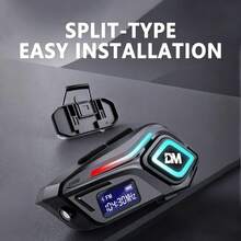 D&M Casco de motocicleta con auriculares Bluetooth, micrófono doble, radio FM, pantalla LCD, larga autonomía, llamadas sin contacto, conversación clara, reproducción de música. Auriculares de comunicación para cascos, ideales para motociclistas y ciclistas de terreno, compatibles con todos los tipos de cascos. - A - Ver 8