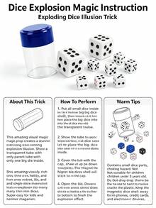 Exploding Dice Magic Prop, Transparent Tube Large Dice Splits Into Mini Dice Illusion Toy, Prank Party Performance Simple Close-Up Stage Magic Set - Multicolor - View 7