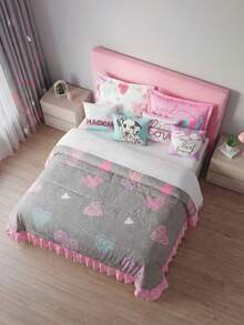 Home Elephant Double Quilt With Cushions And Decorative Covers - Grey - View 5