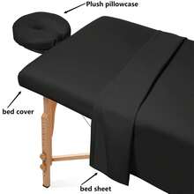 3-Piece Microfiber Massage Bed Set, Includes Bed Cover, Flat Sheet And Face Pillowcase, Washable SPA Bedding, Suitable For Beauty Salon, Tattoo Studio And Eyelash Studio, Available In White, Black And Gray - Multicolor - View 5