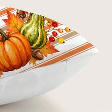 MEMNUN 2 Stück Herbst Orange & Weiß gestreiftes Karomuster Schleife Kürbis Muster Kissenbezüge [Ohne Füllung], 45*45cm, [Einseitiger Muster] Doppelschicht Karomuster Schleife Kiefernzapfen Ahornblatt Ernte Thanksgiving Sofa Kissenbezüge Herbst Dekoration, Raum Dekoration, Heim Dekoration, Schlafzimmer Dekoration, Raum Dekoration Zubehör für Sofa, Bett, Wohnzimmer, Schlafzimmer, Auto, Büro, Hotel Dekoration Zierkissenbezüge Ganzjährig Universell Perfektes Geschenk für Familie und Freunde - Verschiedenfarbig - Übersicht 4