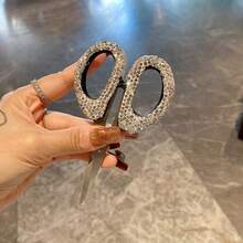 1pc Shiny Rhinestone Mini Scissors, Sewing Scissors, Small Office Home Portable Stainless Steel Paper Cutting Scissors For Opening Packages, Trimming Bangs, Thread, Fabric, School Scissors, Sewing Tool Accessories, Rhinestone Handicrafts - Multicolor - View 6