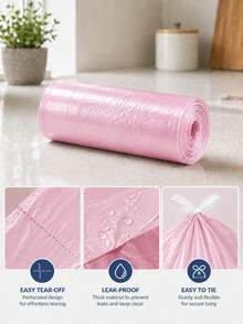 400/200/100/50pcs Pink Drawstring Trash Bags - Rose Scented Thick Leak-Proof Garbage Bags, 4-5 Gallon Small Capacity, Durable And Sturdy, Suitable For Bathroom, Kitchen And Daily Home Use - Multicolor - View 3