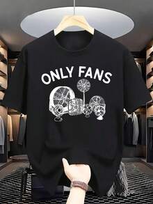 Men's Casual 'Only Fans' Graphic T-Shirt - Crew Neck, Lightweight, Short Sleeve, Perfect For Outdoor & Casual Wear, Leisure Apparel |     Playful Desi - 黑色 - 查看 2
