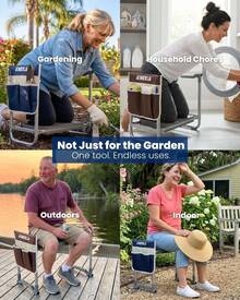 Foldable Garden Kneeler And Seat With Thick Comfort Pad, Heavy Duty Portable Gardening Bench With Large Tool Storage Pockets - A - View 7