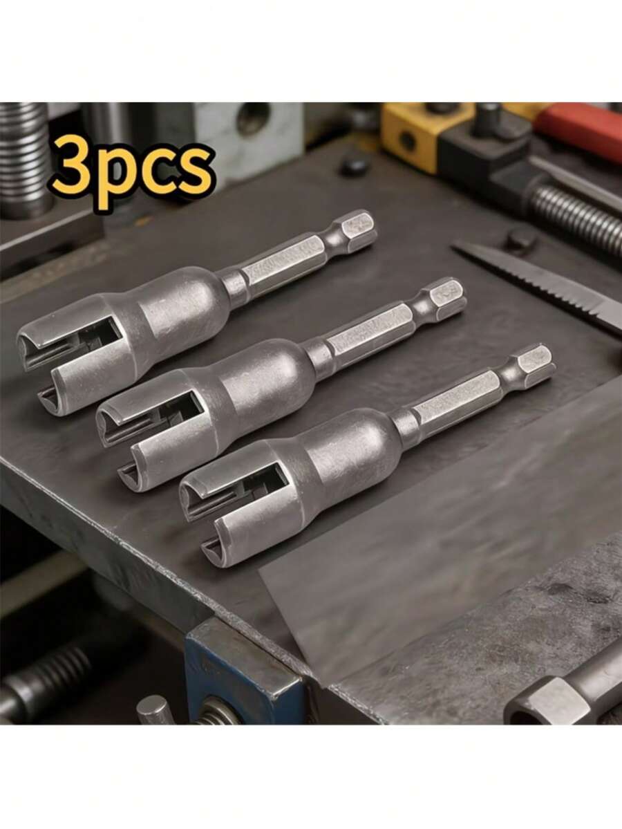 3件組螺帽起子套組，蝶形螺帽鑽頭套筒扳手工具組，相容通用電動鑽，方便安裝面板螺帽與掛鉤，適用於居家與專業用途的快速安裝工具