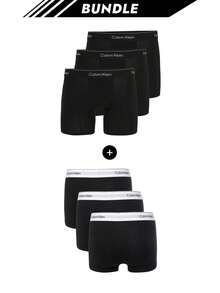 Calvin Klein [Bundle] Top Selling 3 Packs Men's Trunks + 3 Packs Men's Boxers - Black+Black - View 1