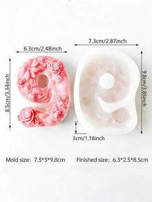 SikeSike 1pc Embossed Number Silicone Mold, Number Birthday Cake Mold, DIY Birthday Cake Decoration, Aromatherapy Candle, Chocolate Lollipop Making Silicone Mold - White - View 14