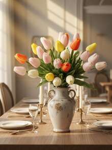 3pcs Tulip,35.5cm,13.98inch, Artificial Flower, PU Material, Simulation Feel, Valentine's Day Decoration, New Year Decoration, Spring Festival Decoration, Spring And Summer Decoration, School Dormitory Decoration, Party Activities Festival - Multicolor - View 8