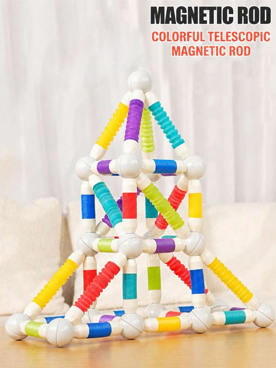 Children's Multi-Functional Magnetic Bead Toy Set - Stretchable Magnetic Building Blocks Toy - Enhances Creativity And Imagination - Educational Toy For Boys And Girls As Gifts - Multicolor - View 1