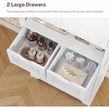 57.8" H Tall Bathroom Storage Cabinet With 4 Doors & 2 Adjustable Shelves, Freestanding Bathroom Cabinet With 2 Drawers, Kitchen Cabinets & Variant 1 - White 2 Drawers - View 6