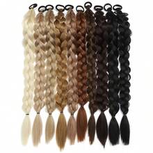 24 Inch Hand-Woven Ponytail, With Elastic Rubber Band, Synthetic Fiber Long Braid, Suitable For Women's Daily Use - Multicolor - View 2