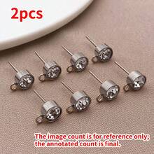 2Pcs 14/15/16mm Stainless Steel Gold Color Zirconia Stud Earrings Post With Hook For DIY Earring Making Jewelry Findings Wholesale - Multicolor - View 28