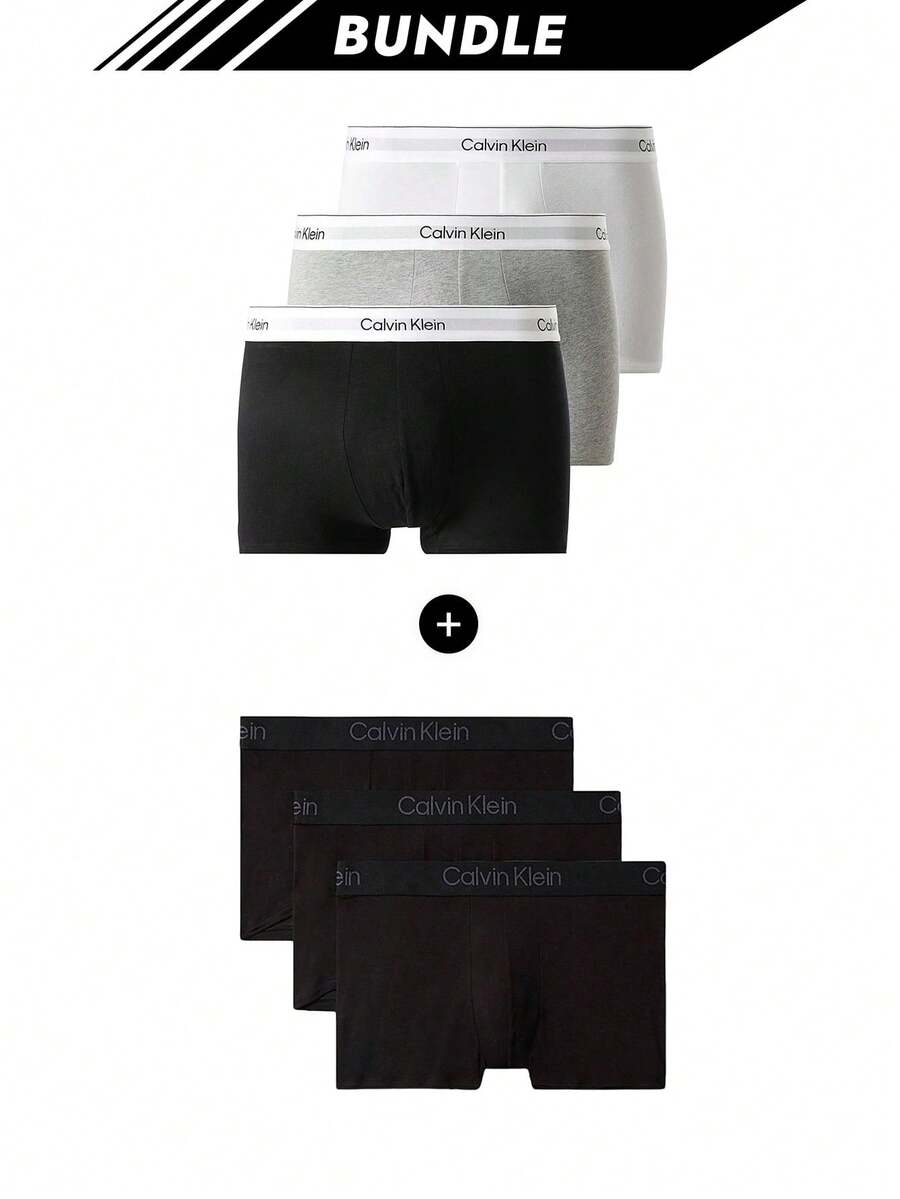 Calvin Klein [Bundle] 3 Packs Men's Boxers + Bikini Boxer Slim 3PK - Grey/ White/ Black+Black - View 1