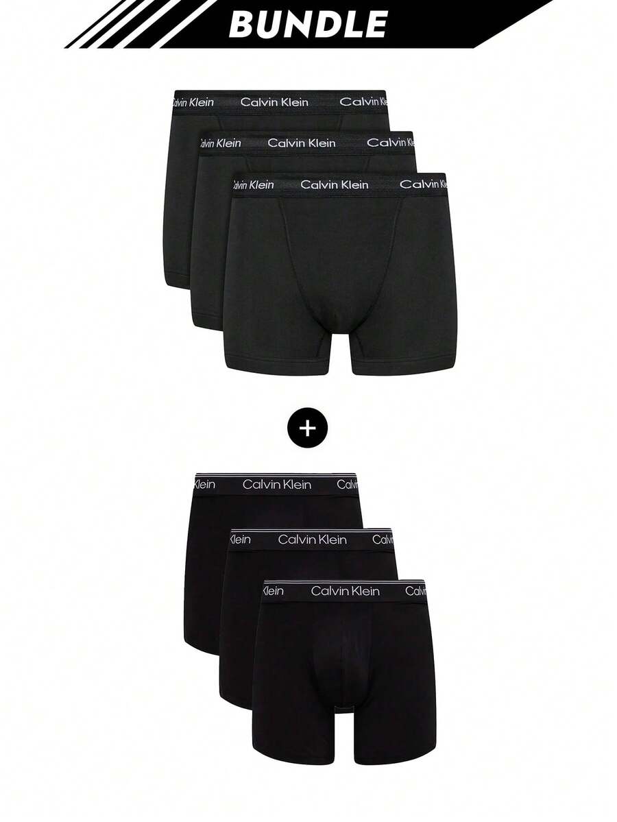 Calvin Klein [Bundle] Micro Stretch 3 Packs Men's Boxers + Top Selling 3 Packs Men's Boxers - Black+Black - View 1