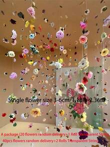 40件/組 吊掛花卉花環套組 DIY 天花板花卉裝飾套組 DIY 花卉窗簾材料 人造花吊飾 漂浮花牆掛飾 攝影背景設計 適用於婚禮、生日、房間裝飾、禮物、畢業典禮 花朵尺寸隨機 (需自行DIY) - 彩色 - 查看 6