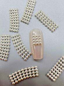 KIRAME 10 Peças 5*10mm Encantos de Unhas Japoneses em Formato de Placa Oca Prateada, Arte de Unhas em Casa, Salão de Unhas, Fornecedores de Unhas, Coisas de Unhas, Natal, Verão & Viagem, Presentes de Festival - Prata - Visão 8