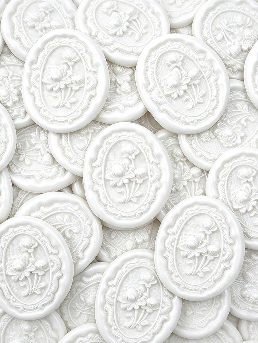 20入 3D 浮雕花卉圖案自黏式蠟封貼紙,適用於禮物、婚禮邀請函、信封封口-珍珠白 - 花-珠光白 - 查看 1