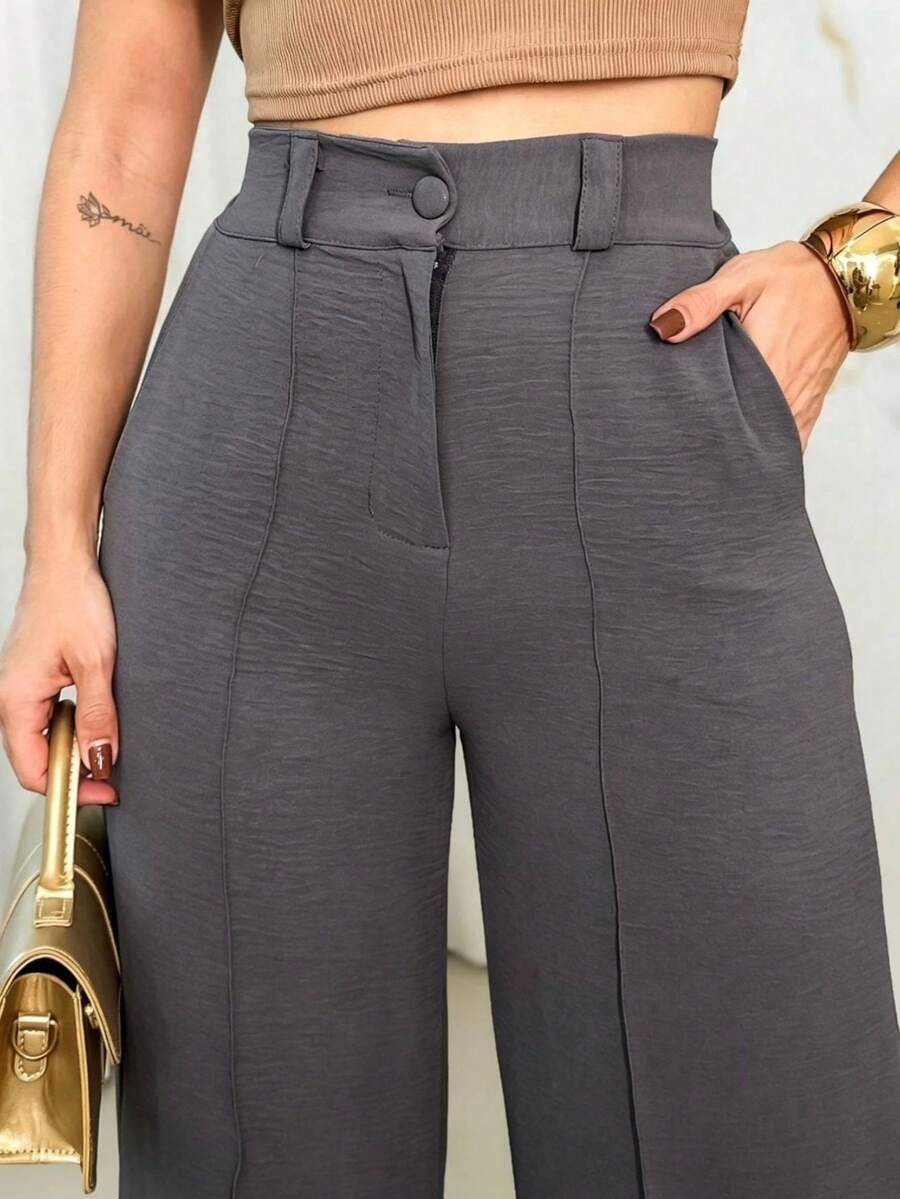 Women's Crepe Duna Wide-Leg Pants - 深灰色 - 查看 1