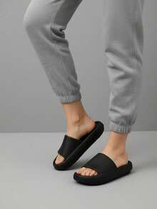 GETAC Sandalias de Mujer Sandalias Hombre, PLATAFORMA 4cm Chanclas mujer Unisex Suela Gruesa Impermeable Cómodas - Negro - Ver 4