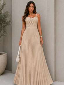 Women Long Dresses - Beige - View 2
