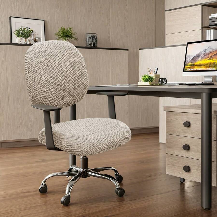 1 buah Sarung Kursi Kantor Motif Jacquard Garis-garis Polos, Elastisitas Tinggi, Bernapas, dan Anti Selip! Gaya Minimalis, Sarung Kursi Anti Debu dan Noda, Melindungi Kursi Kantor dengan Nyaman untuk Duduk Lama, Universal untuk Kursi Komputer Rumah - MultiWarna - View 1