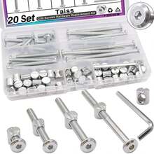 Taiss 20 Set Crib Screws M6x20mm/40mm/60mm/80mm Baby Bed Crib Screws Hardware Replacement Kit,Bunk Bed Bolts Hex Socket Cap Screws Bolt With Barrel Nuts/Wrenches For Beds Furniture Headboards - Color - View 1