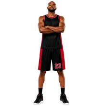 Adult Men's Sports Set Basketball T-Shirt With Shorts - Silver - View 4