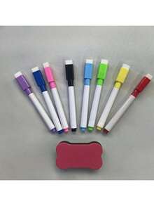 8 Colors Dry Erase Markers With Erasers, Suitable For Office Whiteboards, Calendars, Fridges, Creative Holiday Gifts, Back To School Supplies, Etc. - Multicolor - View 7