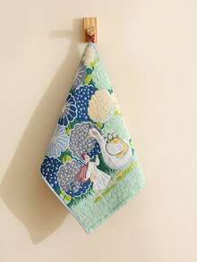 1pc/3pcs 13.3*16 Inch Forest Girl Floral Theme Breathable Quick-Dry Gauze Handkerchief, Hanging Ultra-Soft High Absorbent Face Towel, Suitable For Face Washing, Makeup Removal, SPA, Kitchen And Bathroom Back To School - Green - View 17