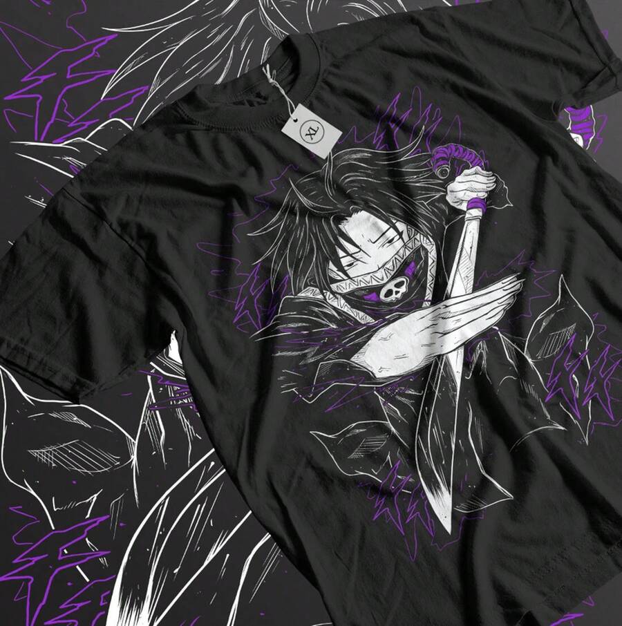 Camiseta Gráfica de Anime Feitan en Negro, Todas las Tallas - Negro - Ver 1