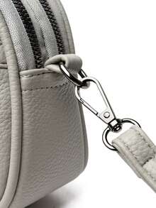 Modische Damen-Umhängetasche aus Leder, lässige multifunktionale Handy-Schultertasche für Outdoor und Pendeln, kleine Tasche - Hellgrau - Übersicht 9