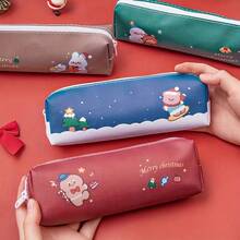 Back To School Pencil Case, Creative Stationery, Back To School Party Gift, Christmas Party Decoration, Gingerbread Man Snowman Christmas Tree Multi-Functional Storage Bag Pencil Case - Square - View 2
