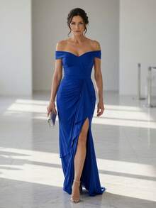 Long Emerald Dress, Blue, Green, Red, Marsala, Rose, Olive + Colors - 寶藍色 - 查看 2