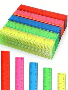 2 Transparent Plastic Rulers, Multiple Colors, 6 Inches Long Each, Suitable For Students, School Supplies, Office And Home Use, With Inch And Centimeter Scales - Multicolor - View 1