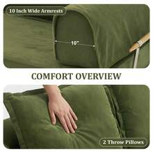 AMICLIBER 79" Futon Sofa Bed, Convertible Sofa Bed With Fixed-Shape Frame, 5-In-1 Cloud Boneless Couch With Corduroy Cover, Compressed Sleeper Sofa Bed In A Box, Boneless Loveseat Daybed For Living Room - Green - View 8
