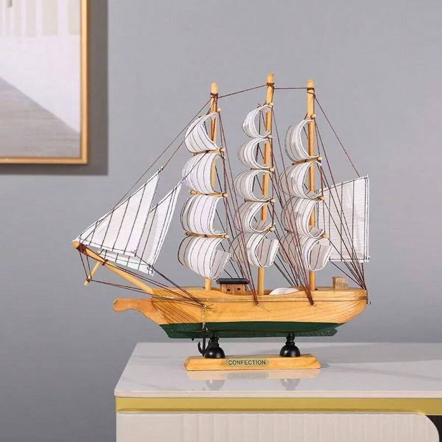 1pc Flat Printed Acrylic Sailboat Decor, Small Sailboat Ornament For Home, Cabinet, Display Window, Office, Gift For Friends, Soft Decoration Item