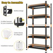 Heavy Duty 5-Tier Metal Shelving Unit – Adjustable Standing Storage Rack – 2500 Lbs Capacity – Utility Shelves For Garage, Pantry, Warehouse, Kitchen, Laundry - 黑色 - 查看 5