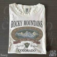 Conjuntos de Verano para Hombre, Camiseta Vintage de las Montañas Rocosas de Colorado, Camisetas para Mujer - Blanco - Ver 1