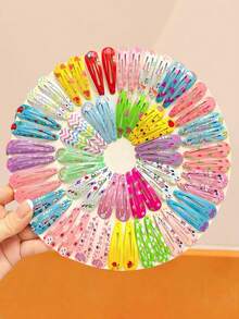 12/24/36/60pcs Colorful Printed BB Clips, Y2K Sweet Cute Hair Accessories, Durable And Hair- - Suitable For Women And Girls, Daily Essential - Multicolor - View 3