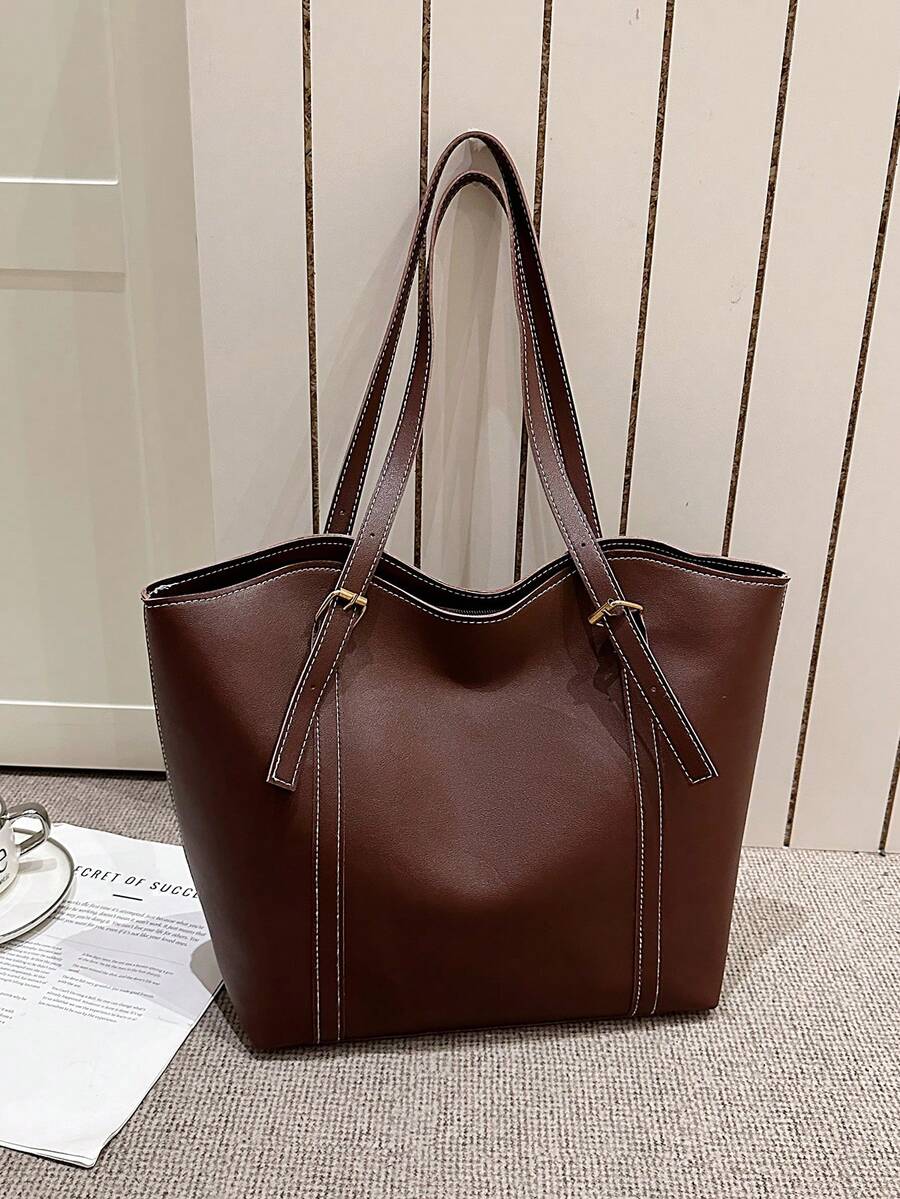 New Solid Color Luxury High-End Versatile Women's Shoulder Tote Bag