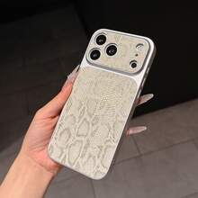 1pc Leopard Print Gold PU Leather Pattern Classic Anti-Drop Soft Phone Case Compatible With Apple 17Pro/17/Air/17Promax/11/12/13/14/12 Pro Max/16 Pro/15 Series Lens Protection, Holiday Gift, Series Phone Case - Multicolor - View 3
