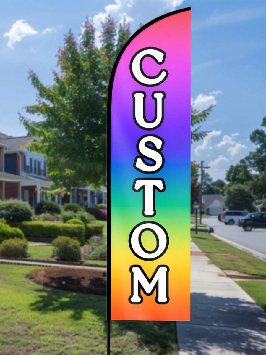 Custom Feather-Shaped Banner - Customizable With Personalized Design, Patterns And Text, Suitable For Outdoor Events, Weddings And Trade Shows - Multicolor - View 1